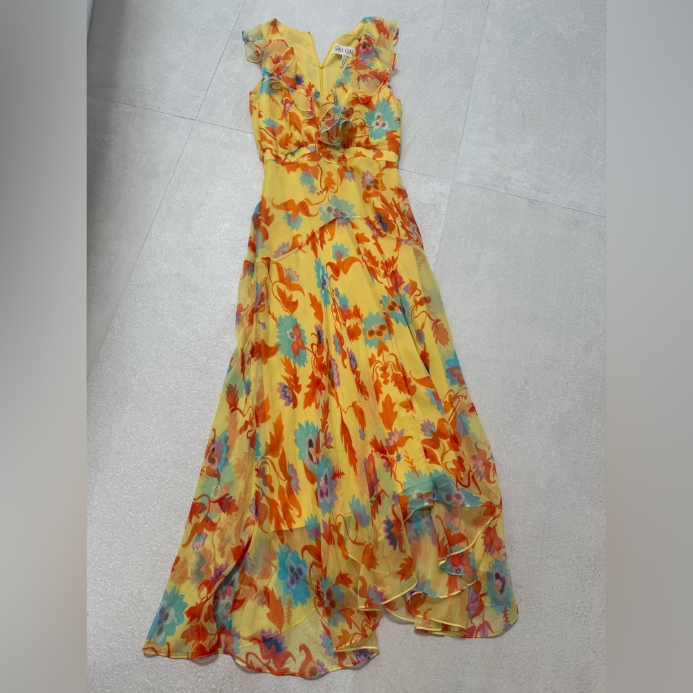 SALONI Yellow Floral High Low Dress